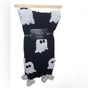 NWT TIK TOK VIRAL RACHEL ZOE Ghost Throw Blanket tassels 50 × 70 BLACK AND WHITE